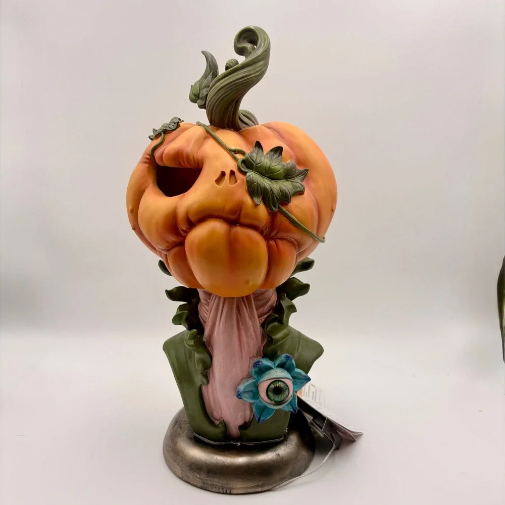 Hallow Home Halloween Pumpkin Head Bust Eyeball Flower Spooky Decor Sculpture
